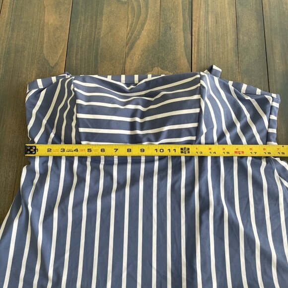 Terra & Sky Slate 2-Piece Blue Stripe Tummy Control Womens Size 2X 20W-22W (H6) - Picture 8 of 8